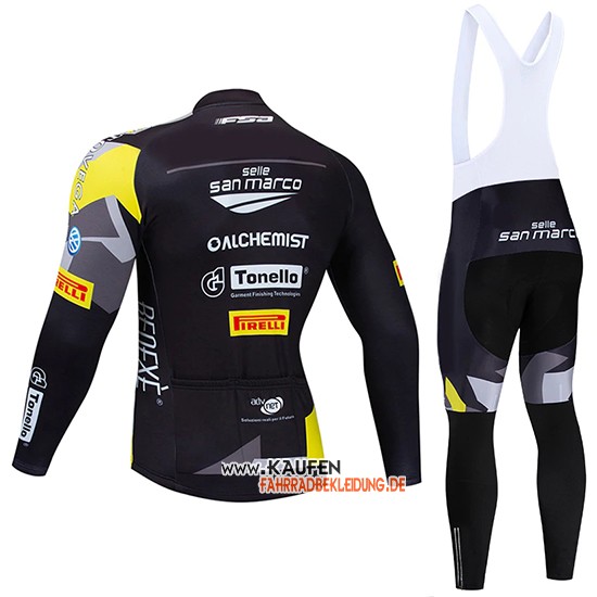 Trek Selle San Marco Langarmtrikot 2020 und Lange Tragerhose Shwarz Gelb